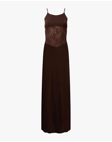 Lace Slip Maxi Dress | Brown