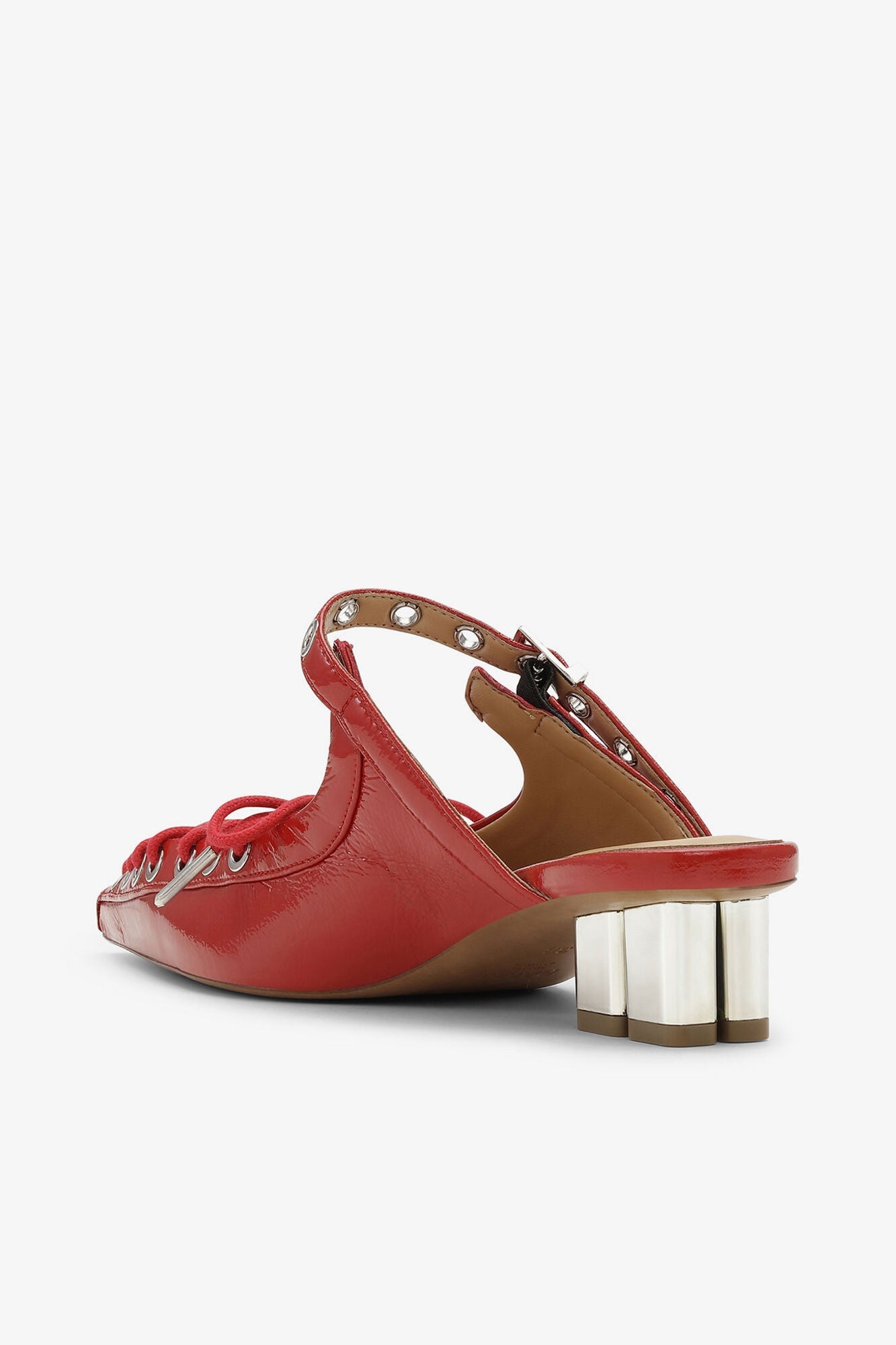 Lace Up Mules in | Racing Red