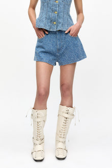 Light Textured Shorts | Mid Blue Stone