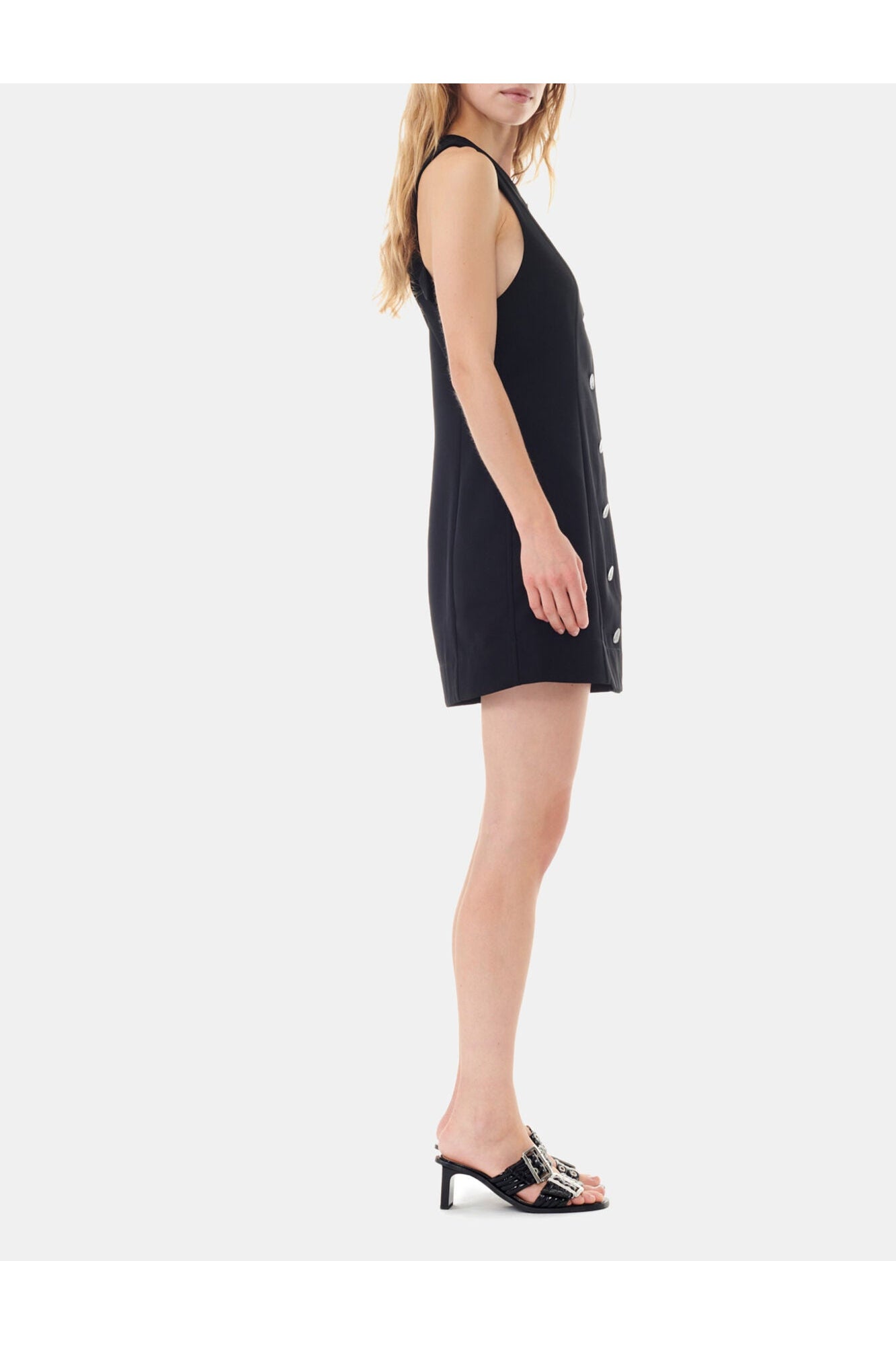 Light Twill Suiting Mini Dress | Black
