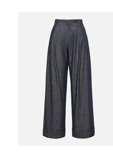 Linen-Cotton Cropped Pants | Navy