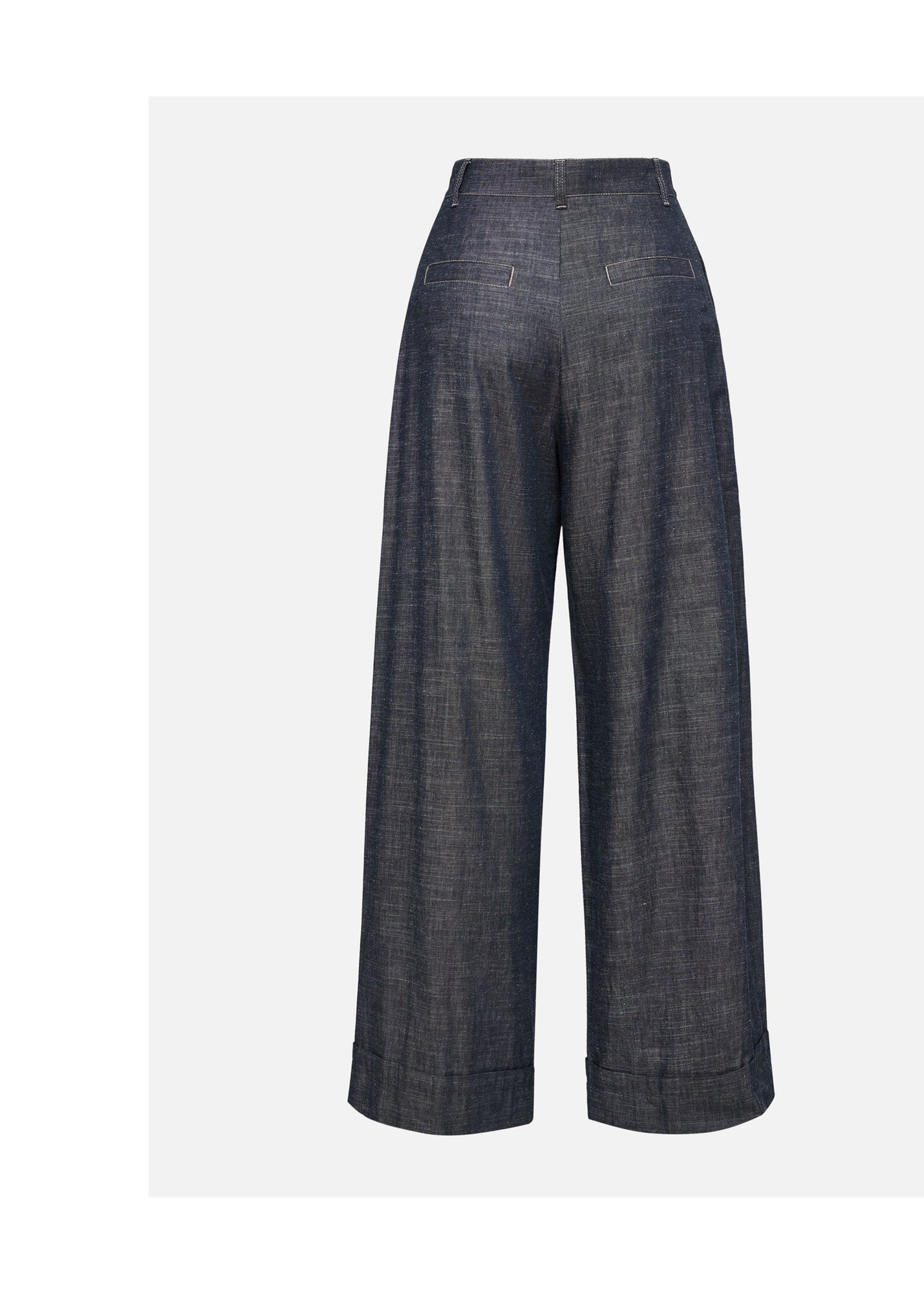 Linen-Cotton Cropped Pants | Navy