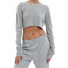 Long Sleeve Cropped Rib T-Shirt | Heather Grey