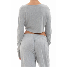 Long Sleeve Cropped Rib T-Shirt | Heather Grey