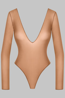 Open Back Long Sleeve Thong Bodysuit - French Kiss Light | Sienna