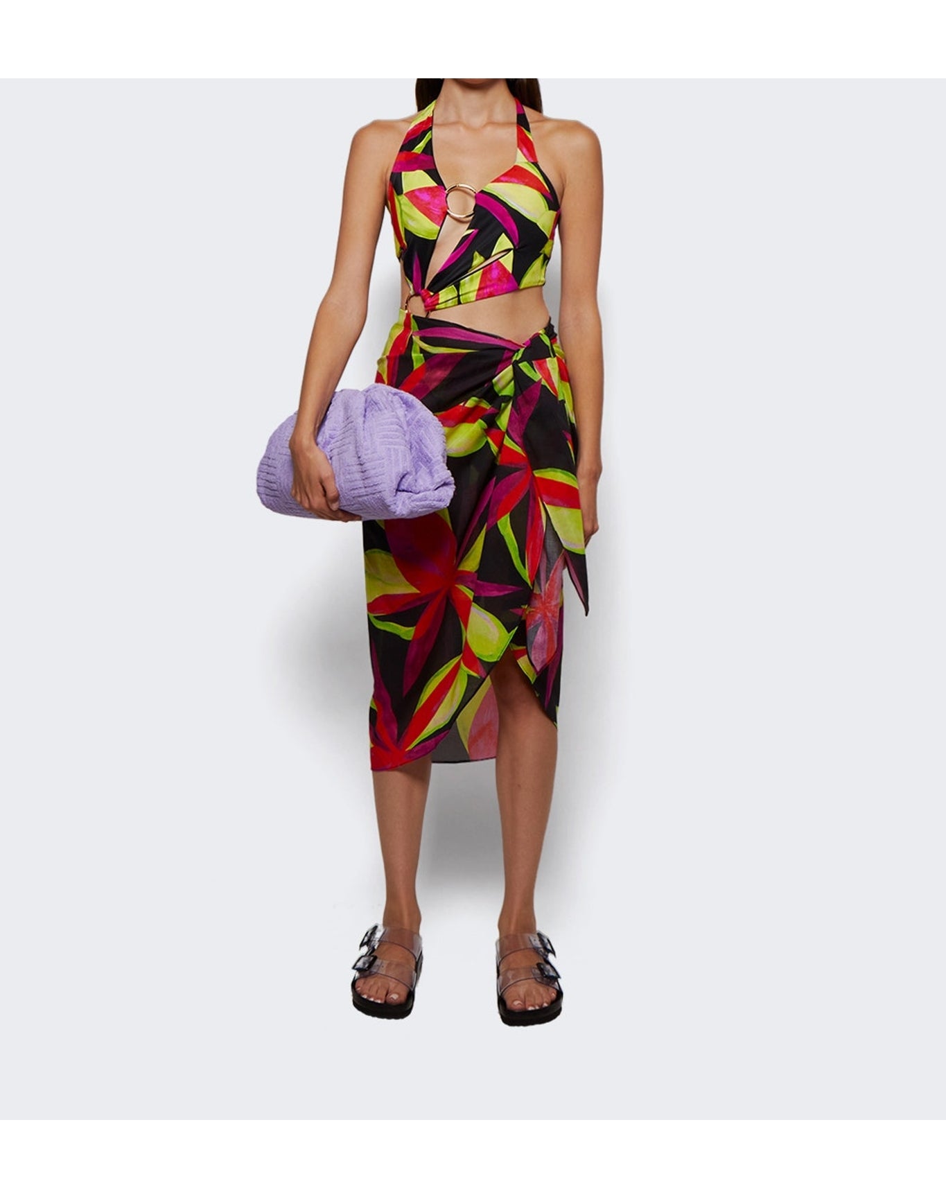 Louisa Ballou | Women | Sarong With Ties | Electric Pink Flower