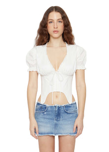 Womens | Puff Sleeve Corset | White