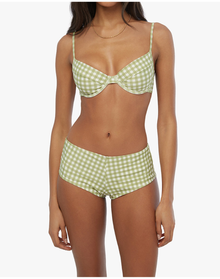 Low Rise Gingham Swim Short | Fern