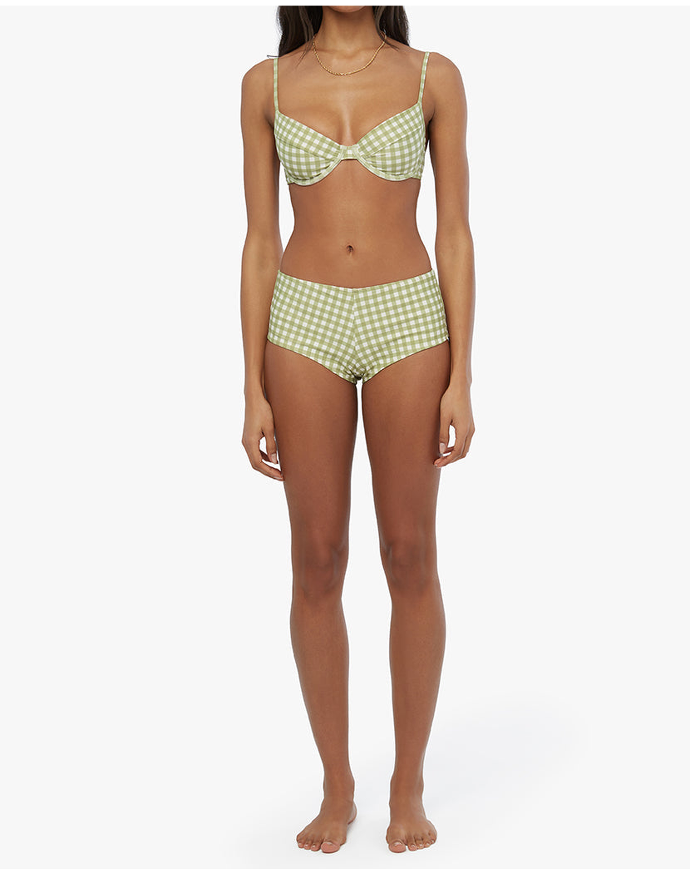Low Rise Gingham Swim Short | Fern
