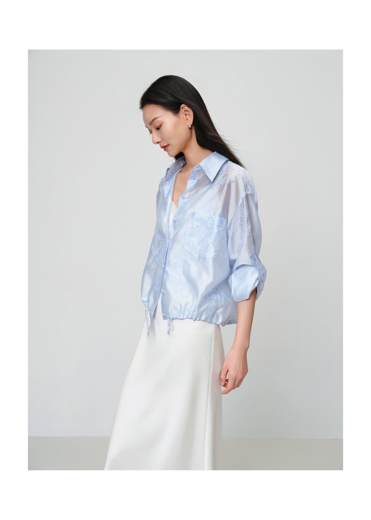 Lustrous Shirt Top | Blue