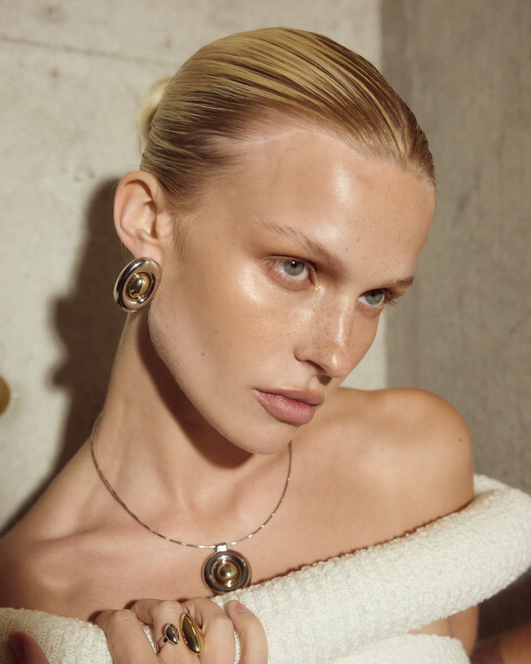 The Two-Tone Chrome Orb Statement Studs | Gold/Silver