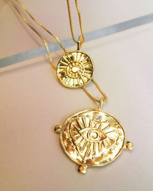 Evil Eye Double Coin Necklace | Gold