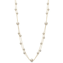 Round Strand Necklace | 14K Yellow Gold | White Freshwater Pearl5mm - 9mm