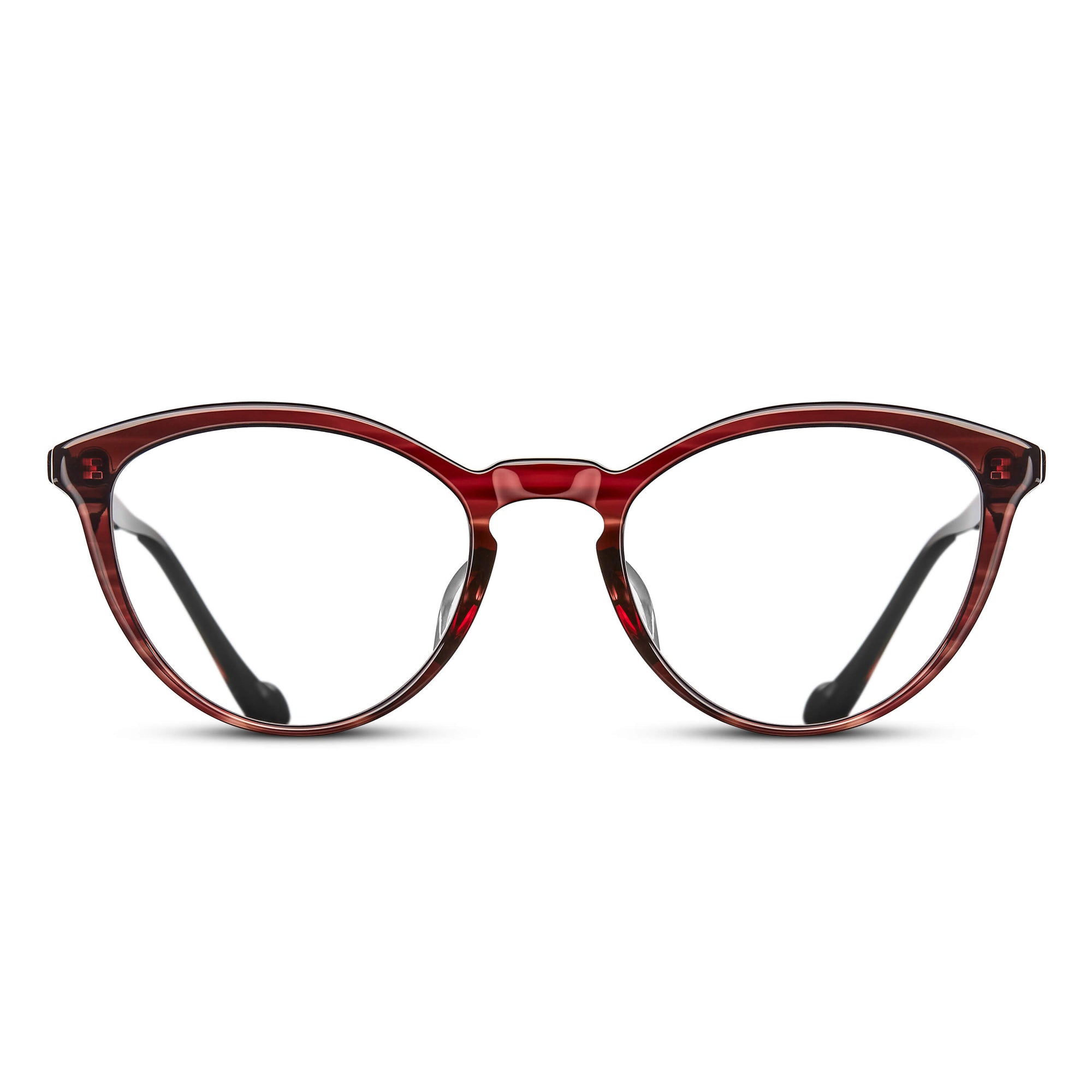 M1025 Cat Eye Optical | Bordeaux Stripe | Clear Lens | 52MM