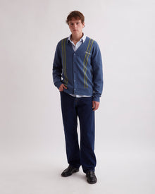 Coronet Blue | Michael High Gauge Knit Cardigan