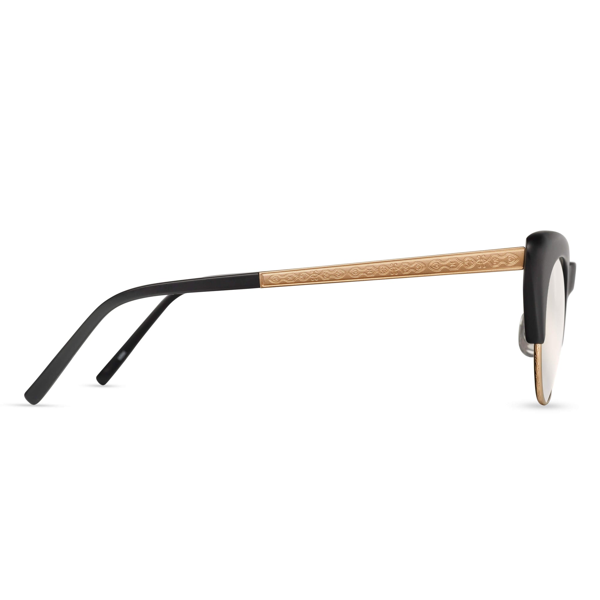 M2018 Cat Eye Sunglass | Matte Black | Gold Mirror Lens | 49MM