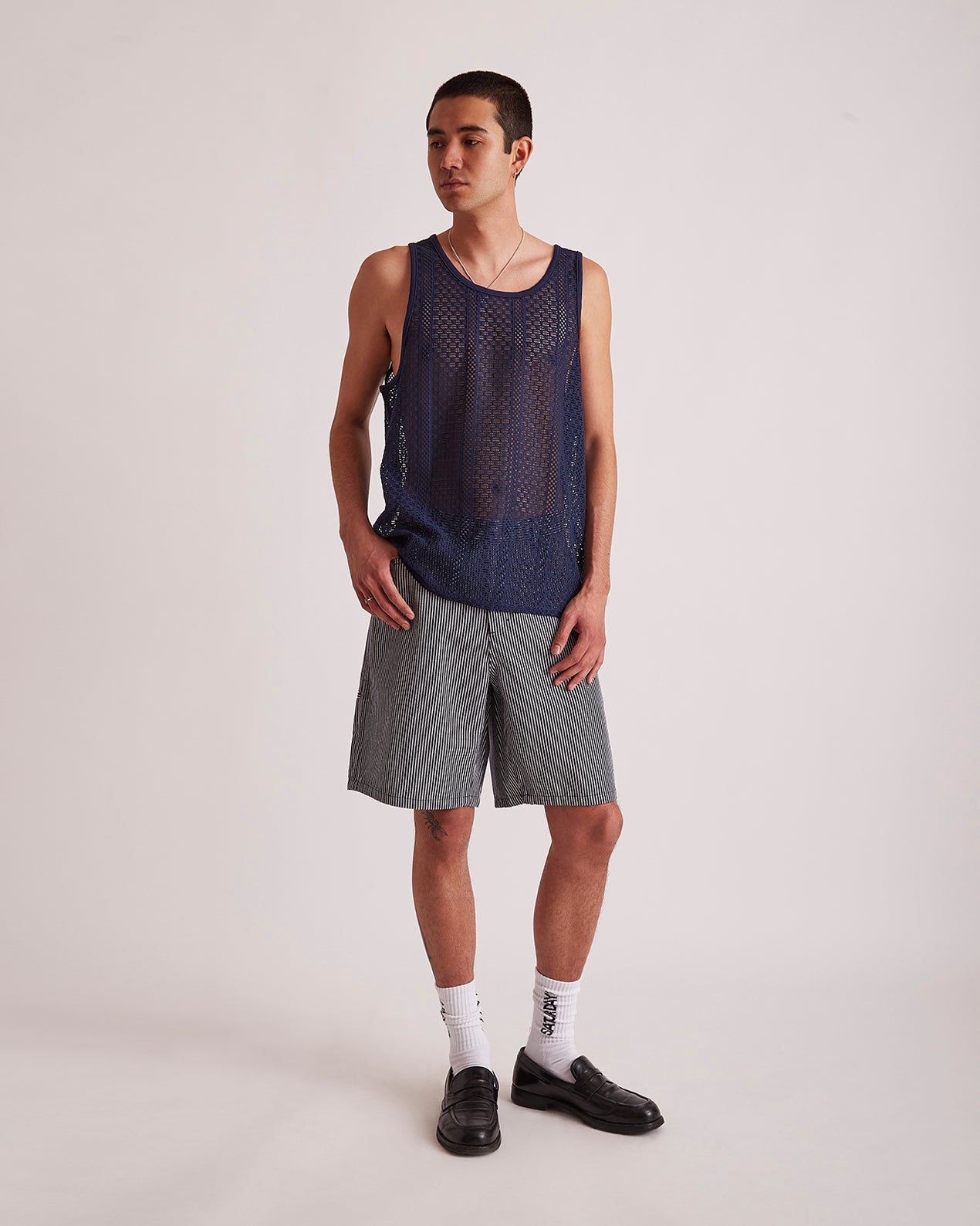 Navy | Gabriel Cotton Lace Tank