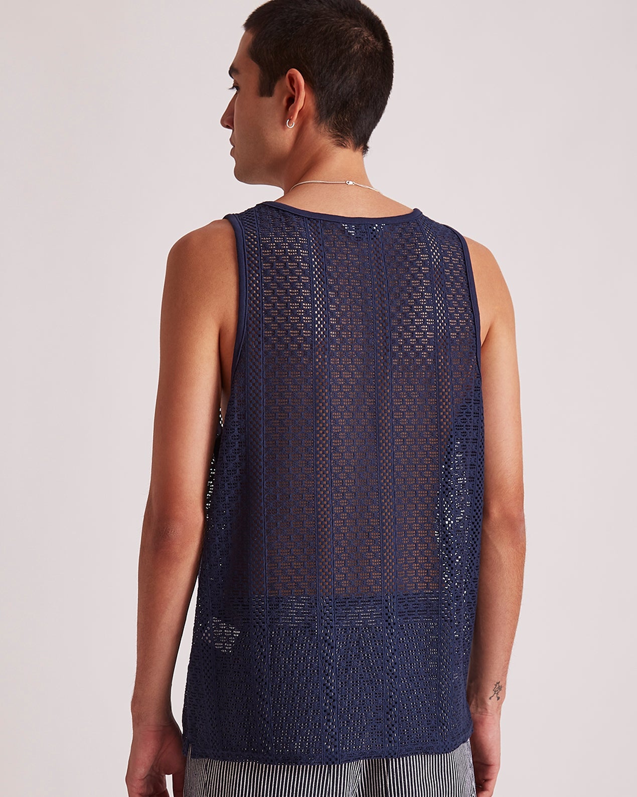 Navy | Gabriel Cotton Lace Tank