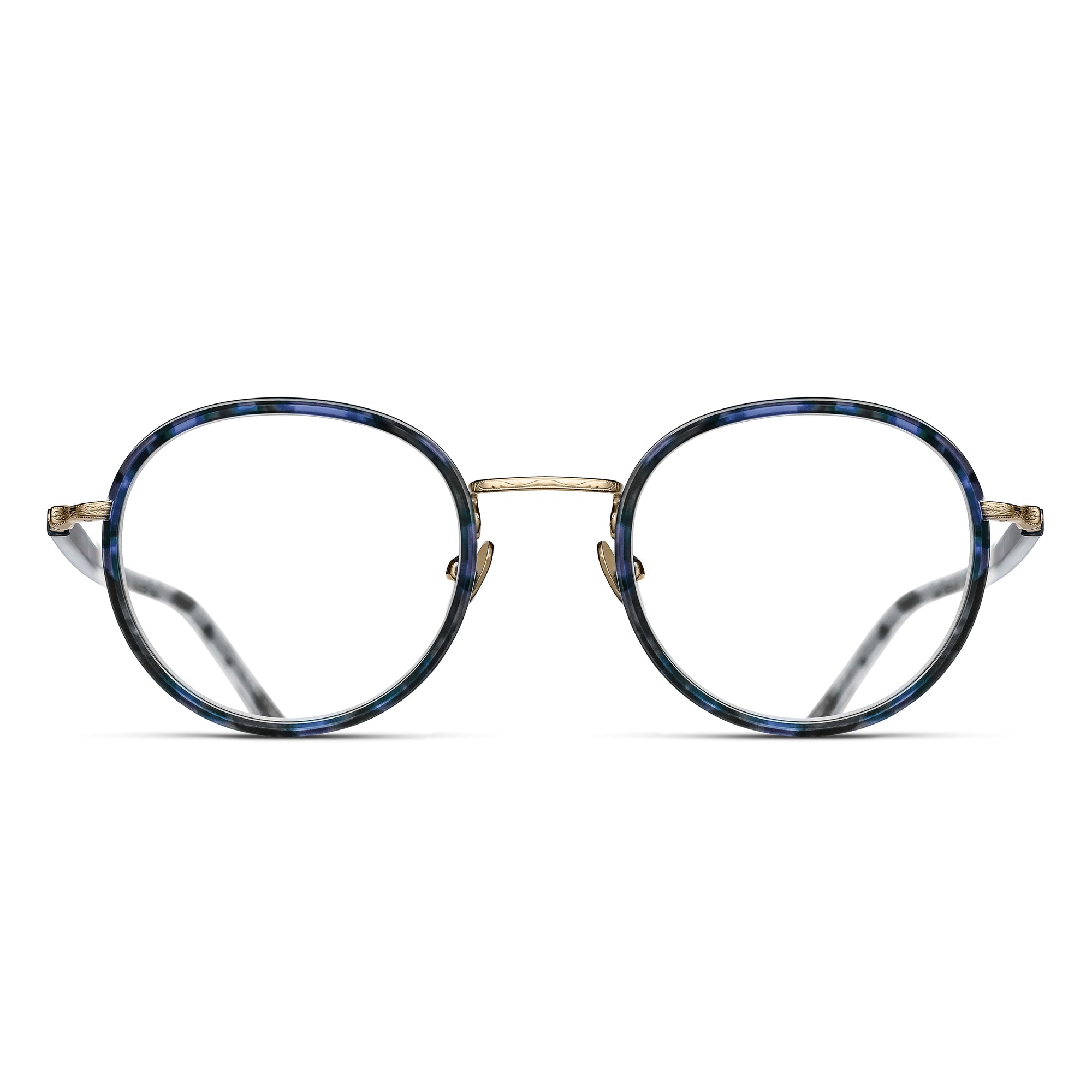 M3076 Round Optical | Blue Demi/Brushed Gold | Clear Lens | 46MM