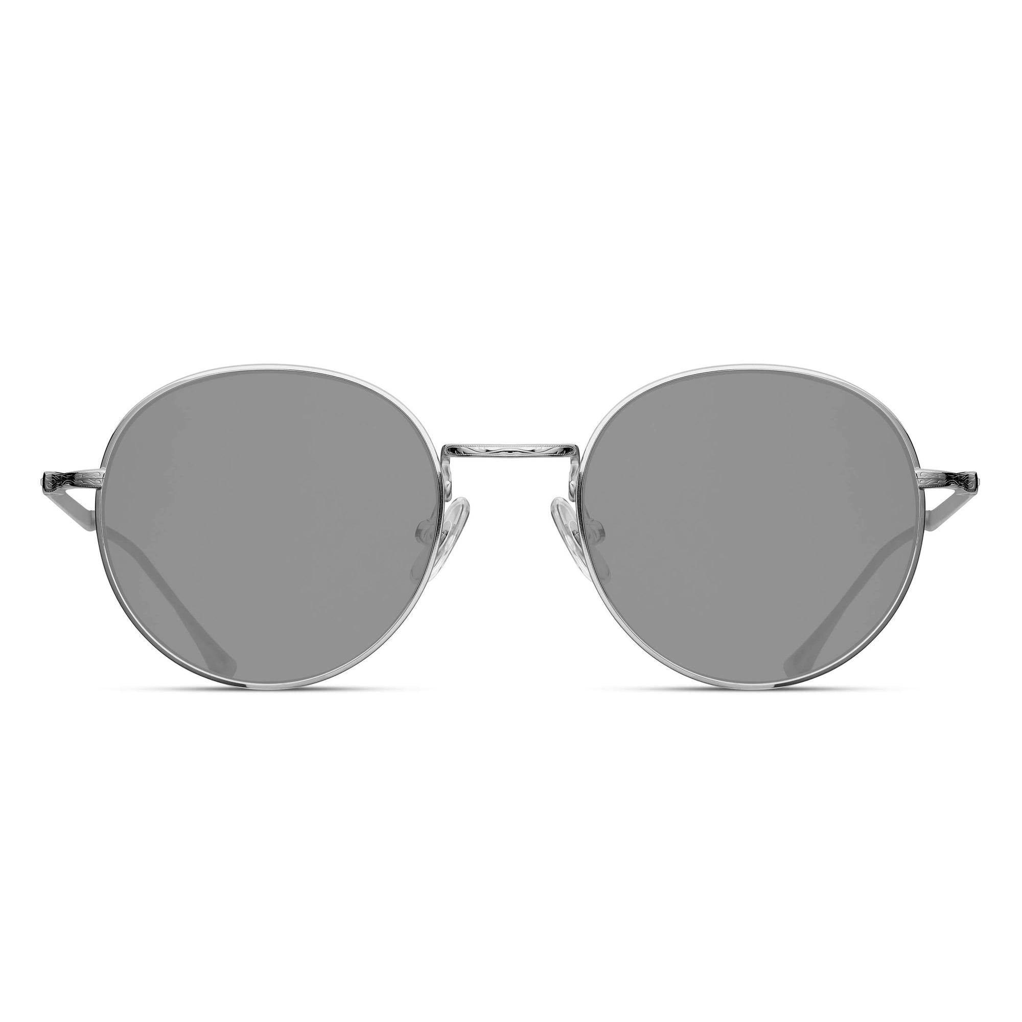 M3083 Panto Sunglass | Brushed Silver | Grey Lens | 49MM
