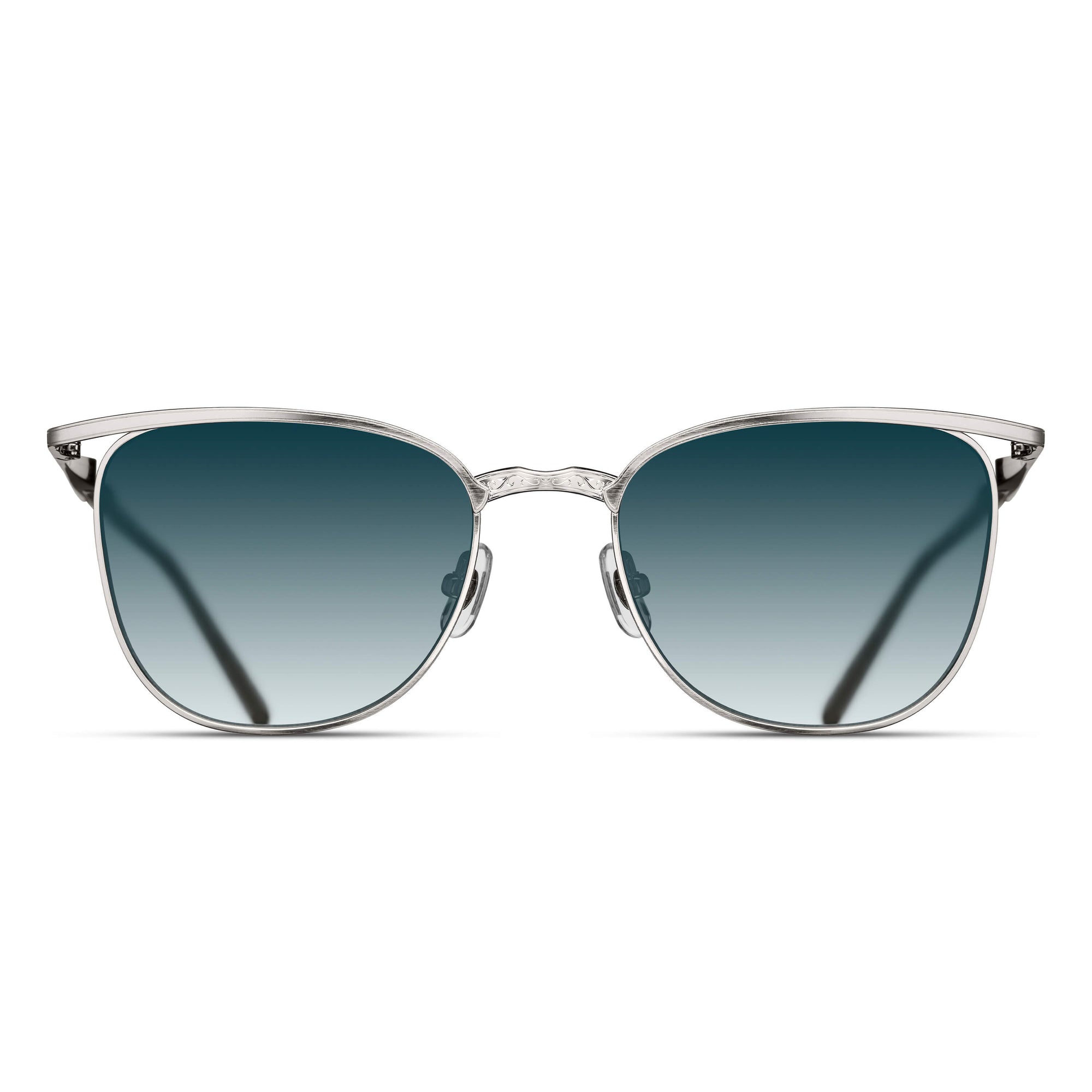 M3109 Panto Sunglass | Palladium White/Black | Blue Gradient Lens | 54MM
