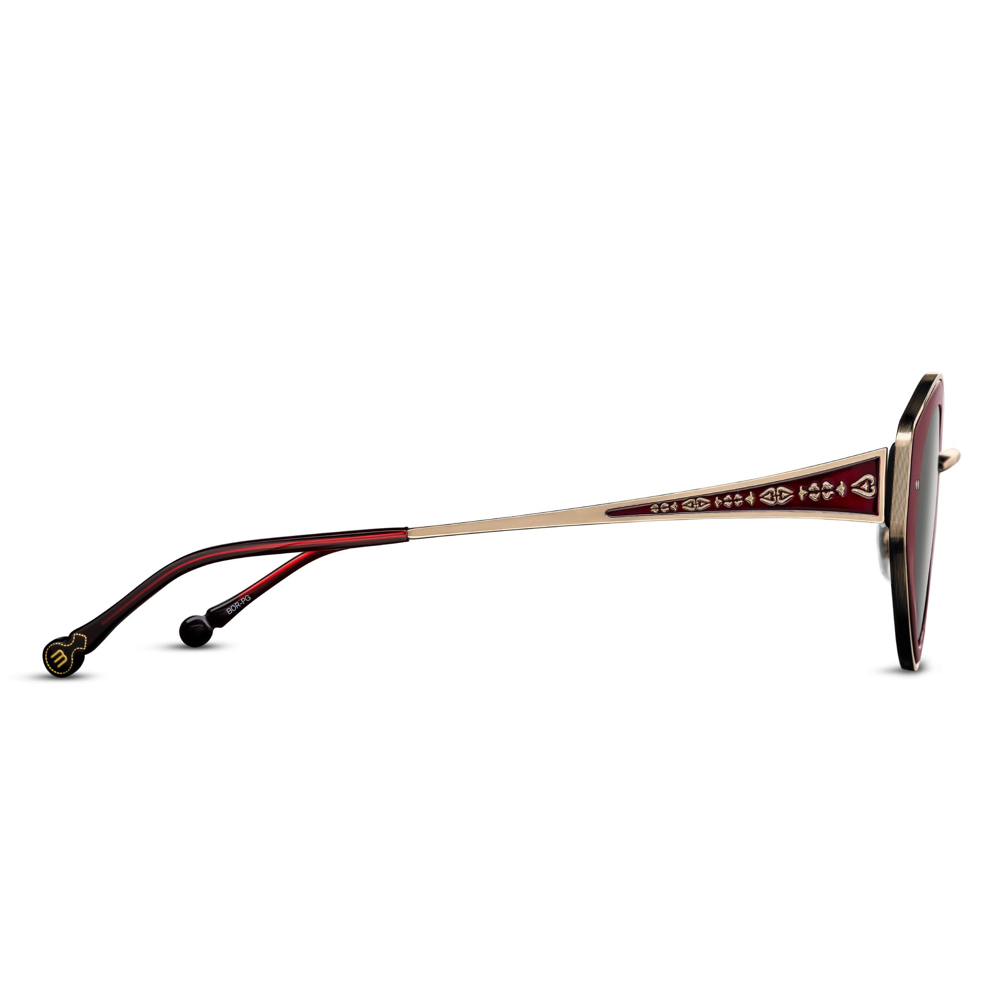 M3120 Cat Eye Sunglass | Bordeaux/Pale Gold | Grey Solid Lens | 52MM
