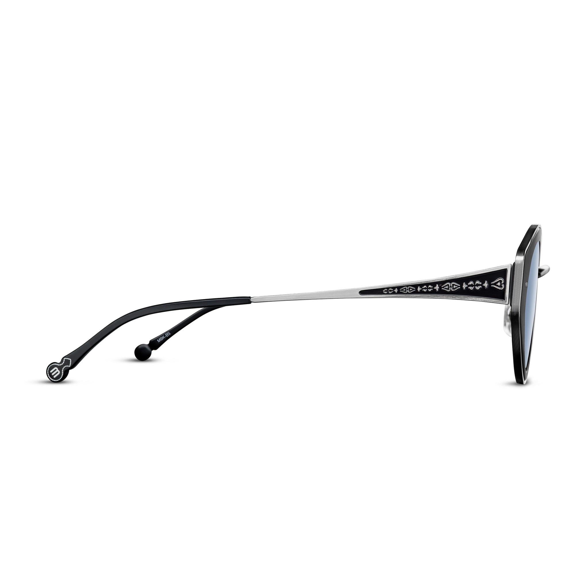 M3120 Cat Eye Sunglass | Matte Black/Brushed Silver | Cobalt Blue Lens | 52MM