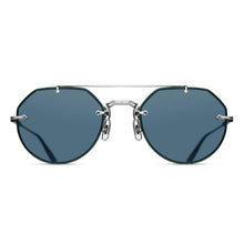 M3121 Geometric Sunglass | Bottle Green/Brushed Silver | Cafe Blue Grey Lens | 53MM