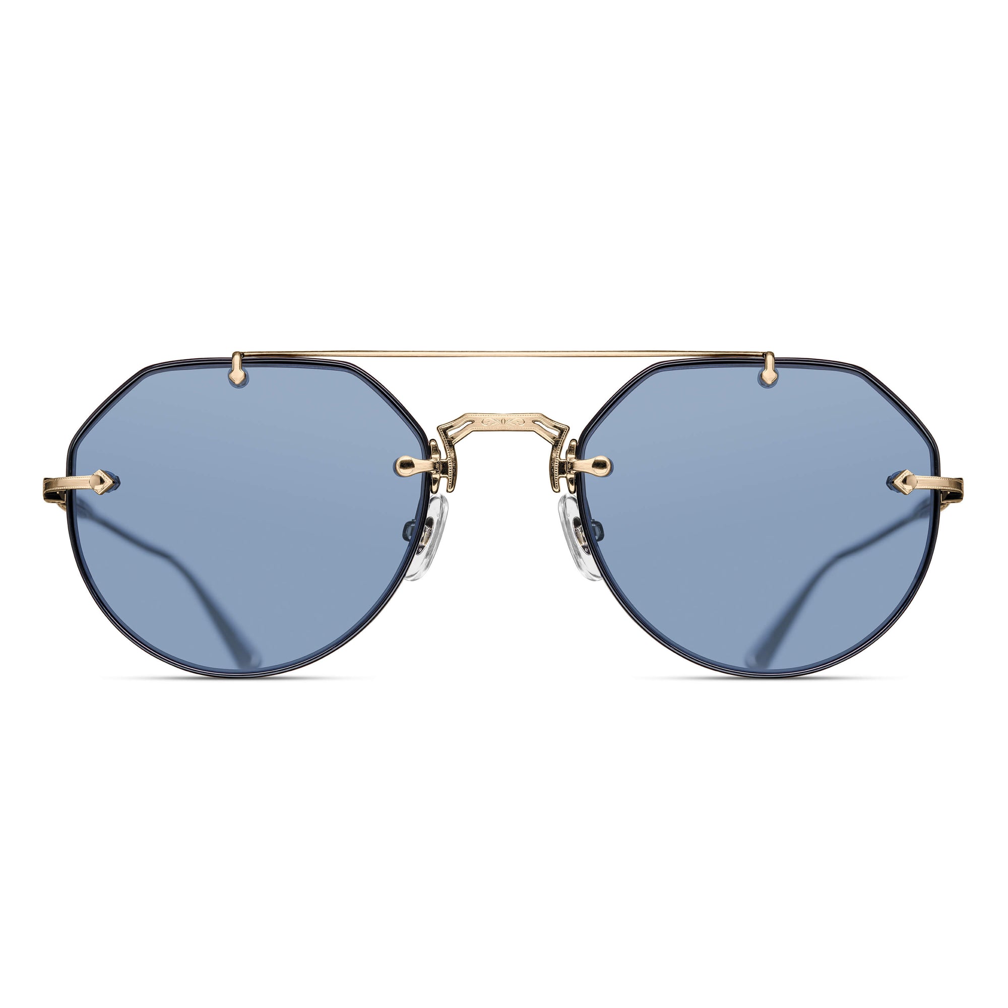 M3121 Geometric Sunglass | Black/Brushed Gold | Cafe Cobalt Blue Lens | 53MM