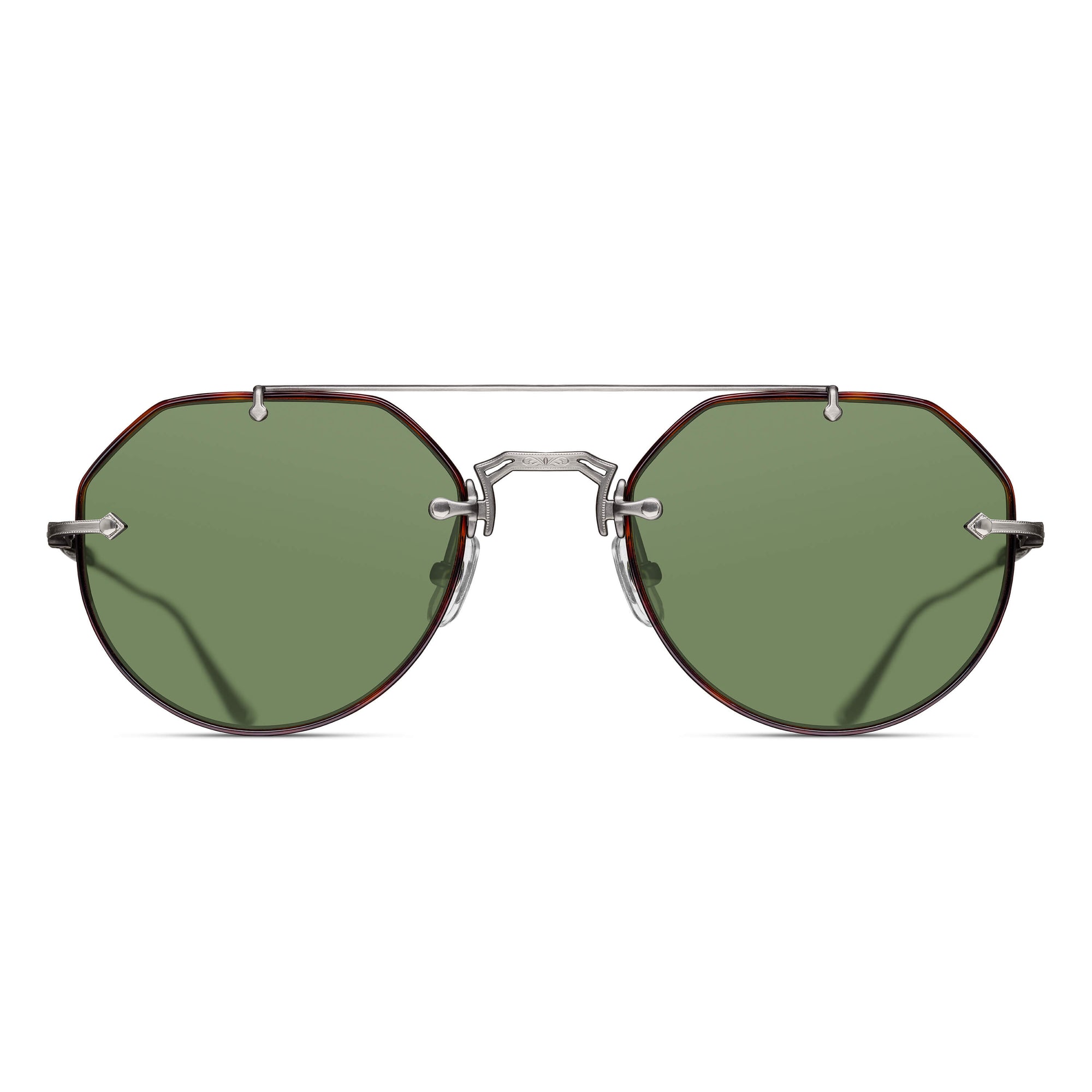 M3121 Geometric Sunglass | Dark Tortoise/Antique Silver | Cafe Sage Green Lens | 53MM