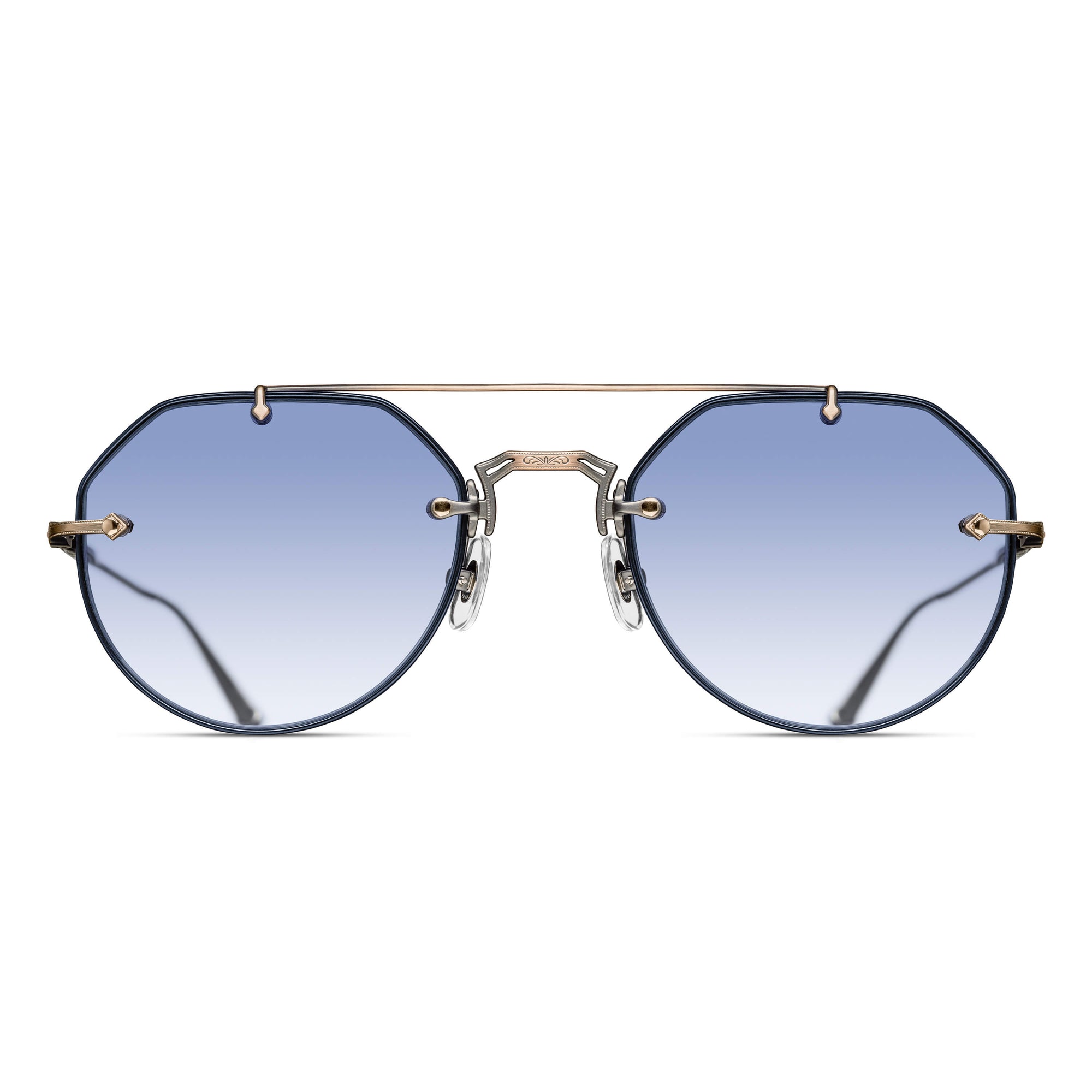M3121 Geometric Sunglass | Navy/Antique Gold | Cafe Blue Gradient Lens | 53MM