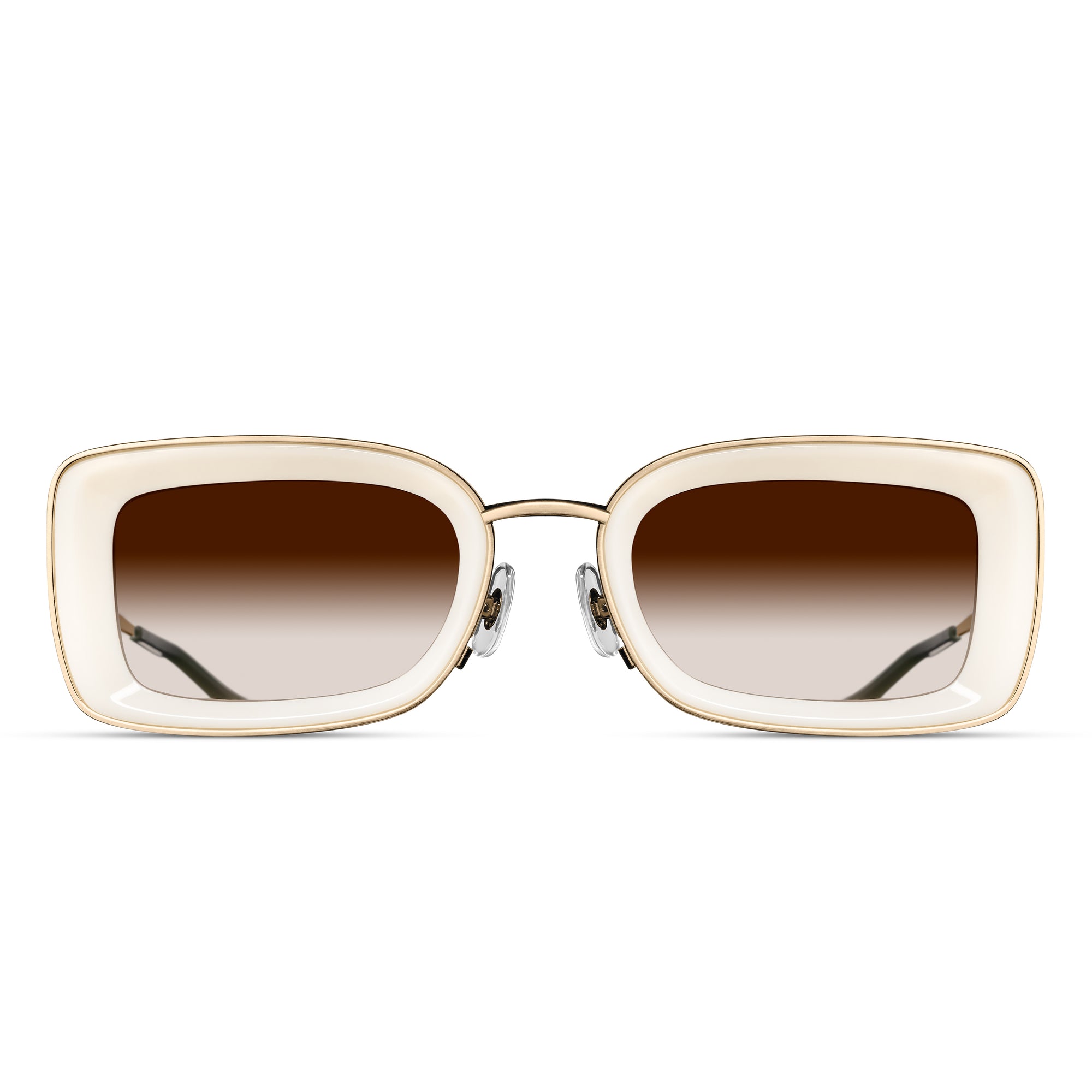 M3124 Rectangle Sunglass | Brushed Gold/Milk White | Brown Gradient Lens | 51MM