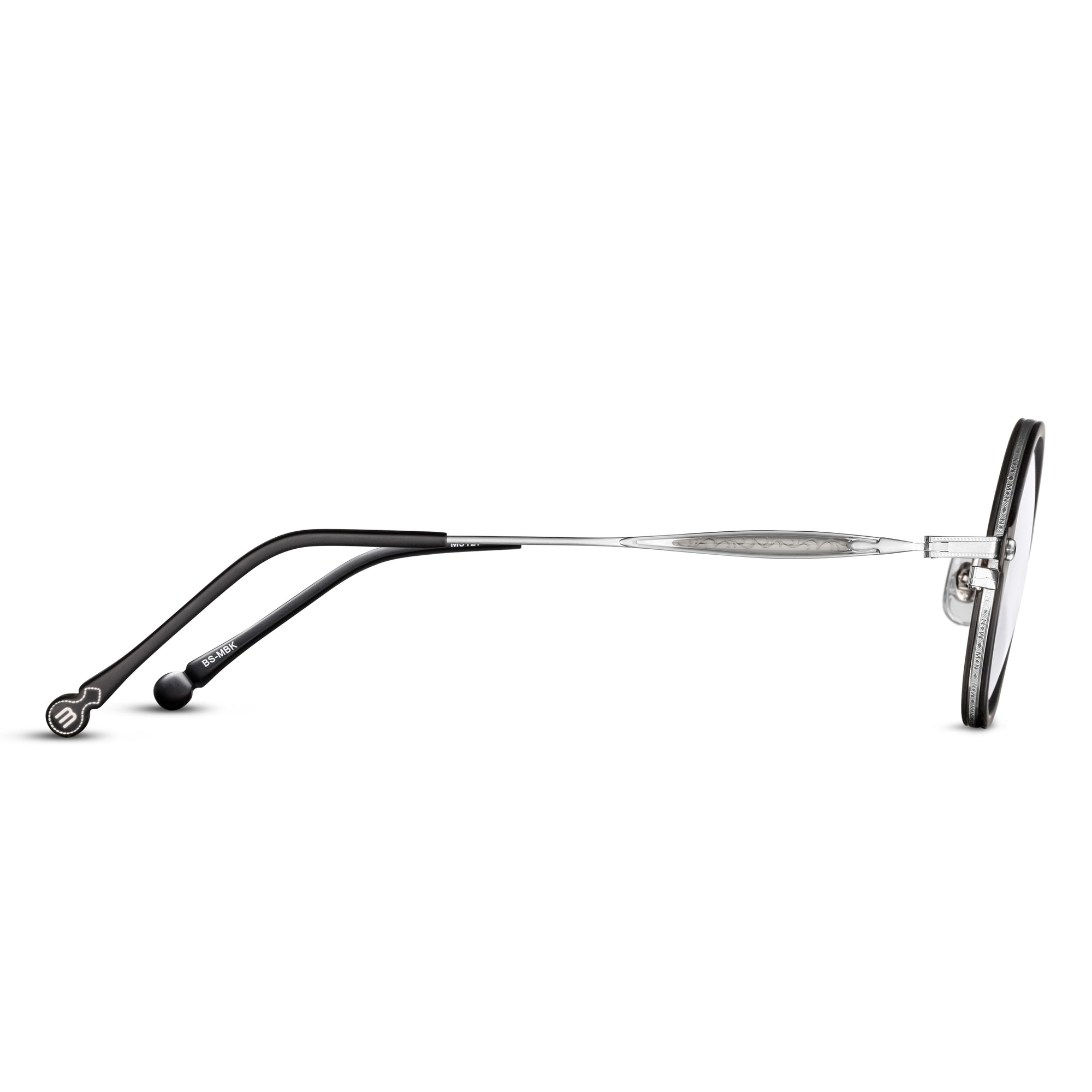 M3127 Round Optical | Brushed Silver/Matte Black | Clear Lens | 43MM