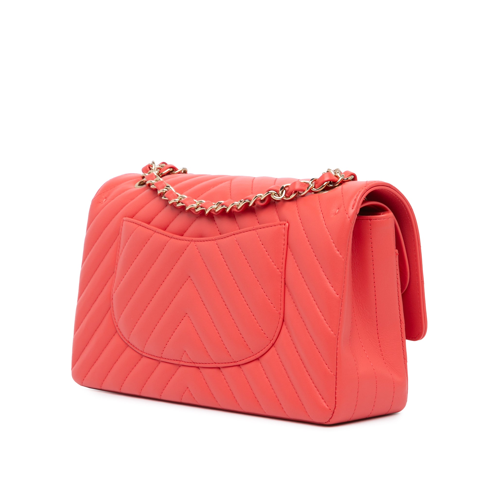 Chanel | Pre-Owned Medium Classic Chevron Lambskin Double Flap | Red/Indian Red