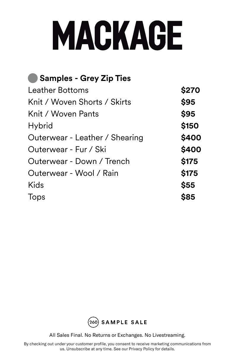 Price table