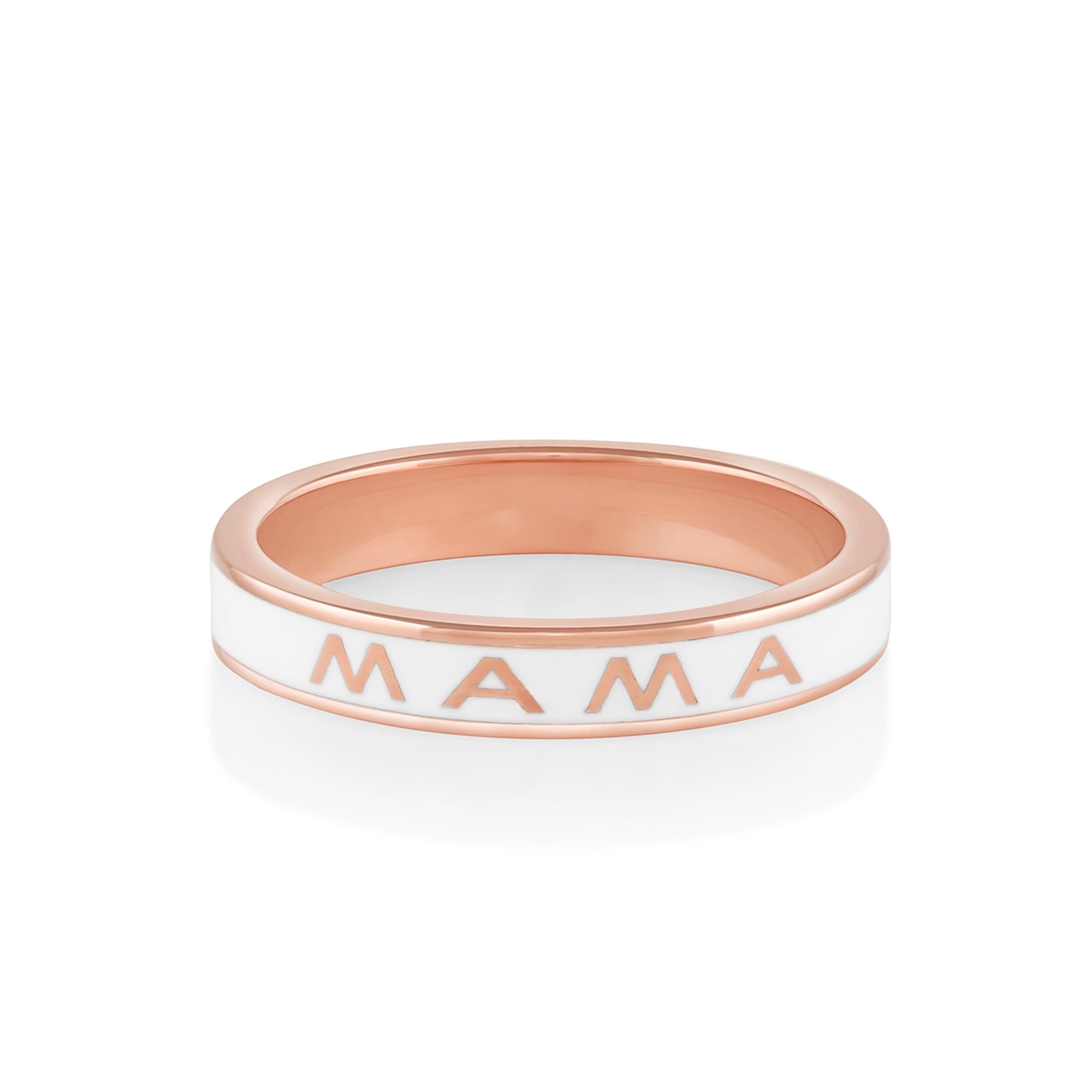 Women | Mama Enamel Band – White Enamel | 14k Rose Gold