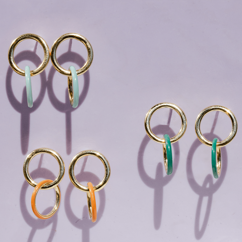 Women | Medusa Enamel Sway Hoops | 14k Yellow Gold