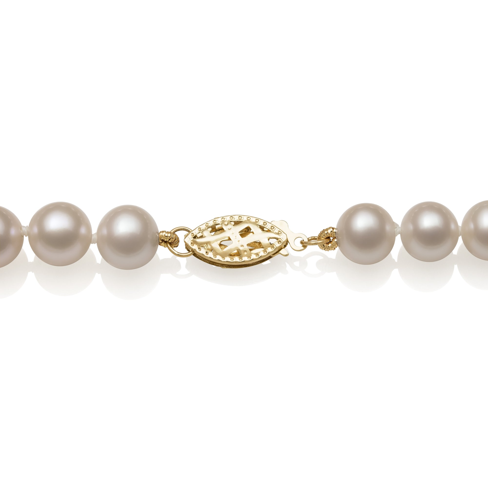 Round Strand Necklace | 14K Yellow Gold | White Freshwater Pearl | 8mm - 9mm