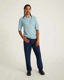 Dusty Turquoise | Alex Merino Wool Open Placket Polo