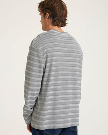 Ivory | Striped Waffle Relaxed LS Tee