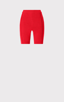 Mohair High Waist Double Knit Bike Shorts | Red Lacquer