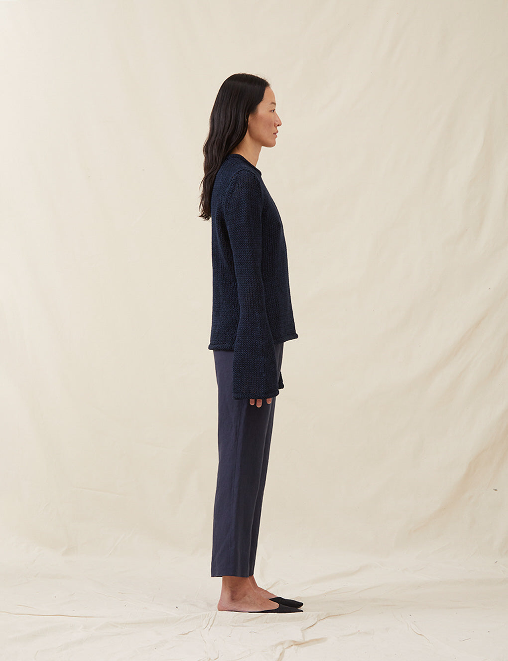 Womens | The Open-Weave Crewneck | Navy Melange