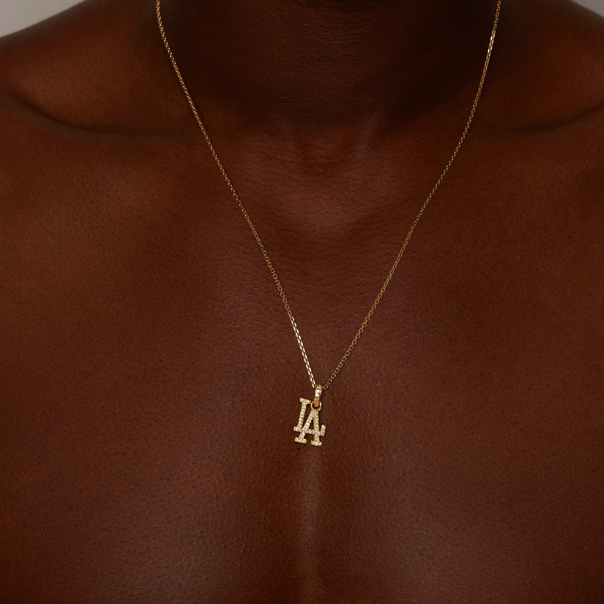 La Dodgers Medium Iced Out Pendant Necklace | Gold Vermeil & Sterling Silver