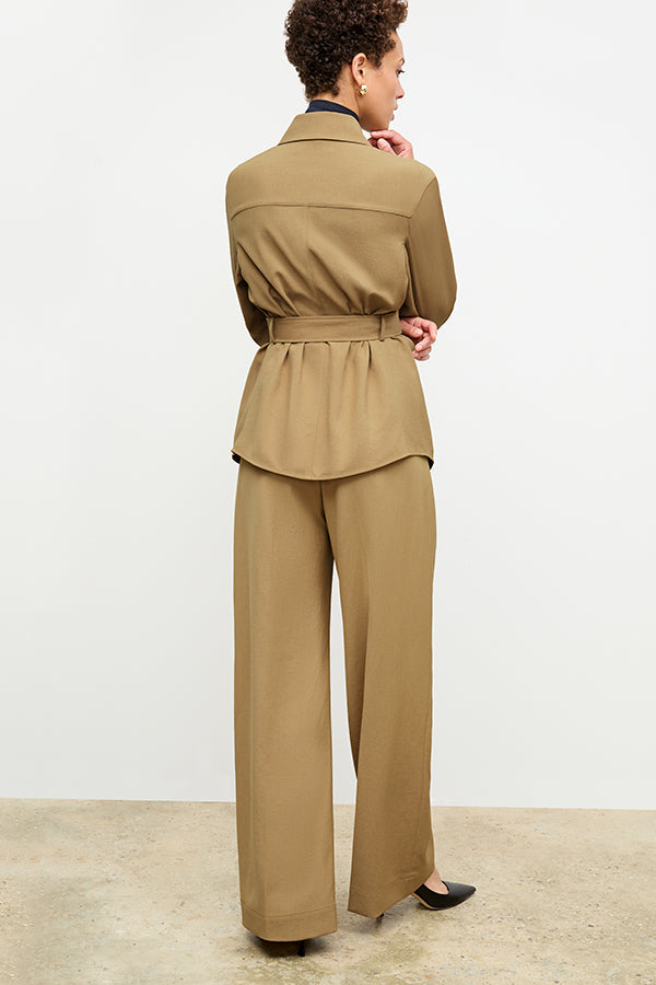 front image of a woman wearing the avelyn jacket in macaroon | Exclude