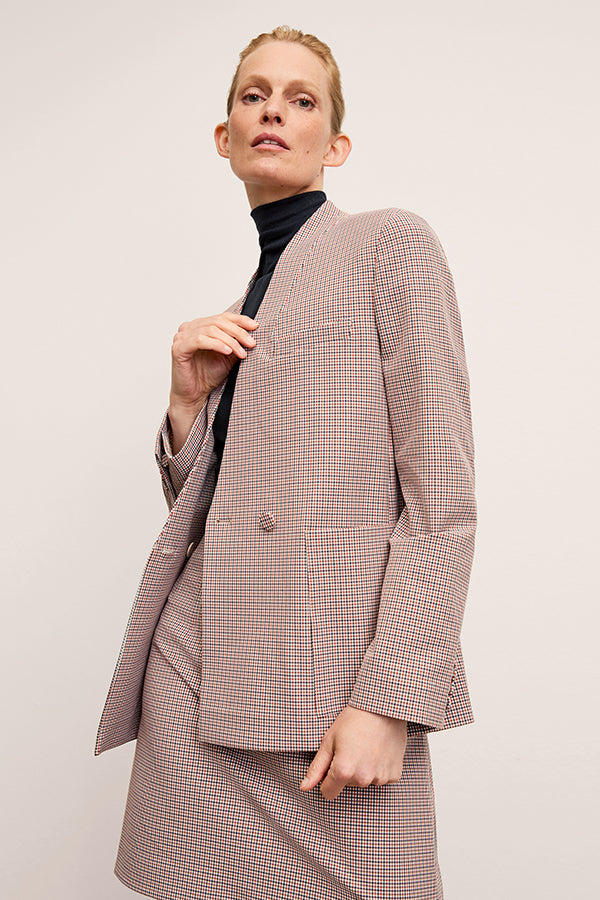 Front image of the Janette Jacket in Mini Check | Exclude