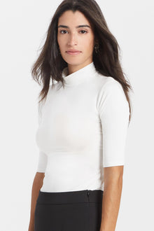Ana Mock Neck Top | Off White