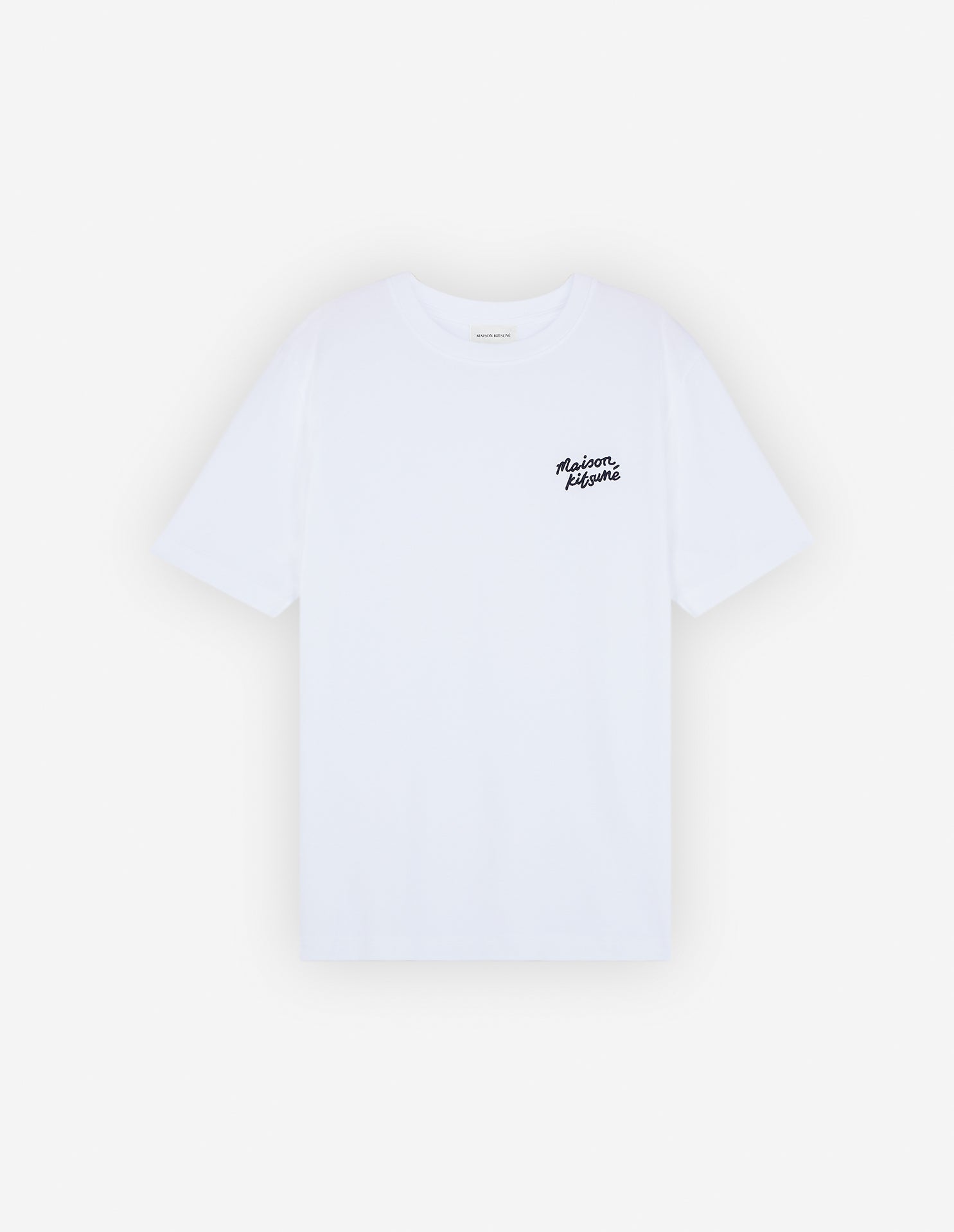 Mens | Maison Kitsune | Handwriting Short-Sleeve Comfort Cotton Tee-Shirt | White/Black
