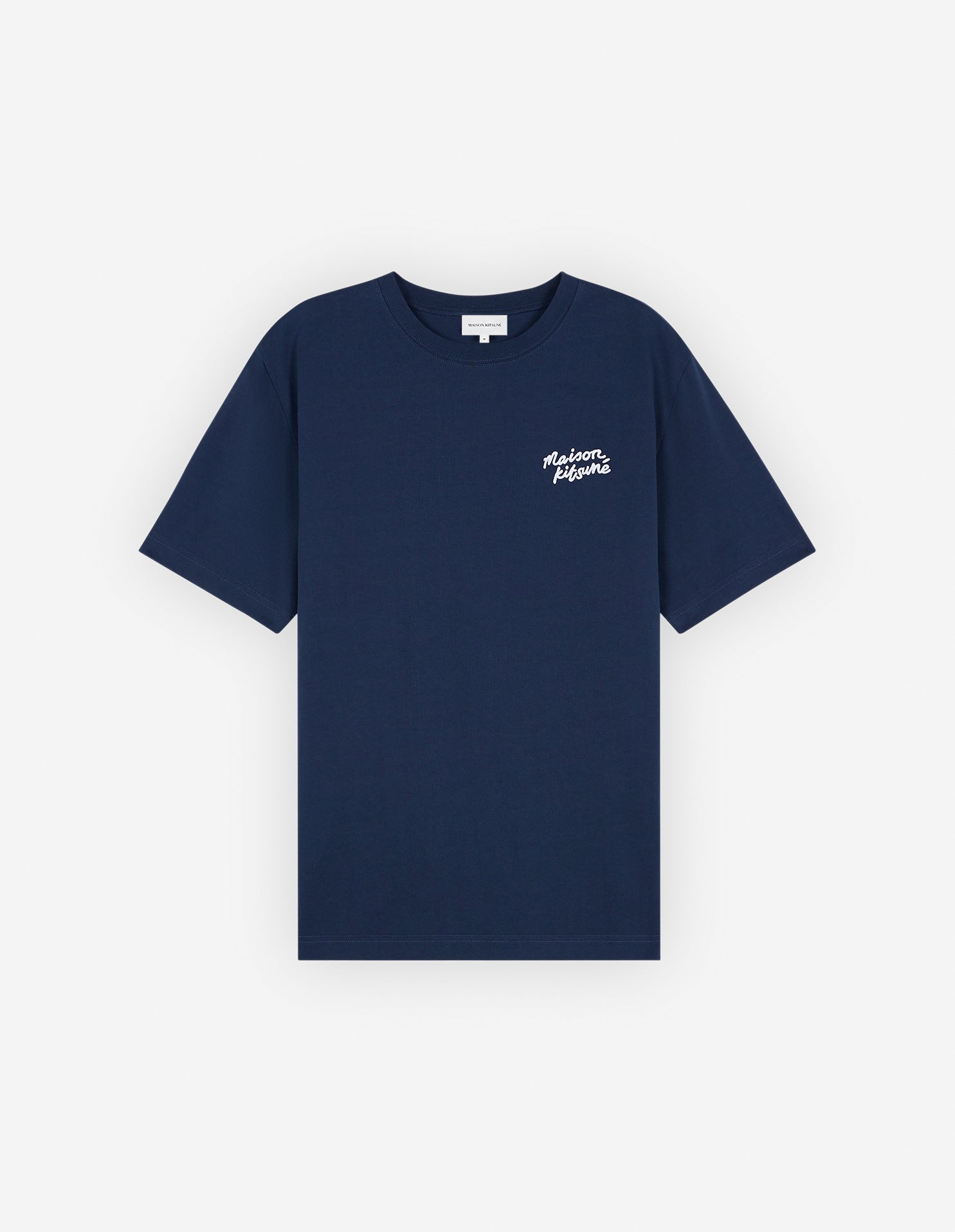 Mens | Maison Kitsune | Handwriting Short-Sleeve Comfort Cotton Tee-Shirt | Ink Blue
