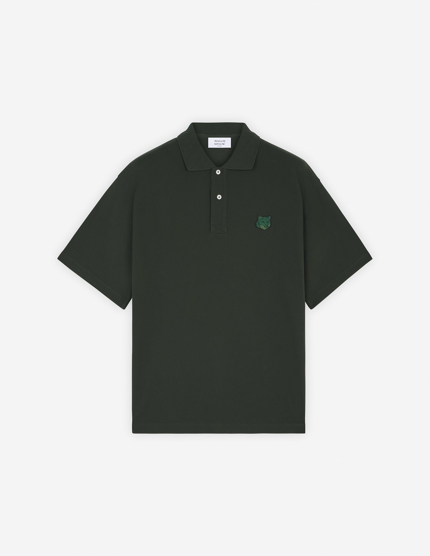 Mens | Bold Fox Head Patch Oversize Polo | Ranger Green