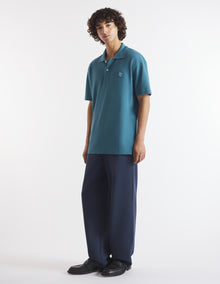 Mens | Bold Fox Head Patch Comfort Polo | Lake Blue
